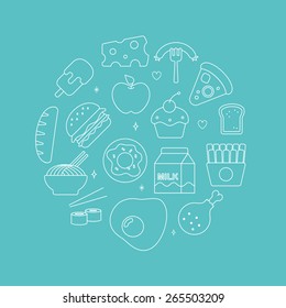 food line icon circle set
