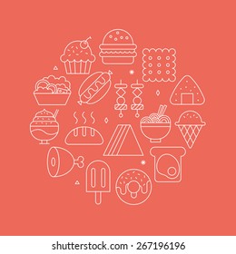 food line icon circle set