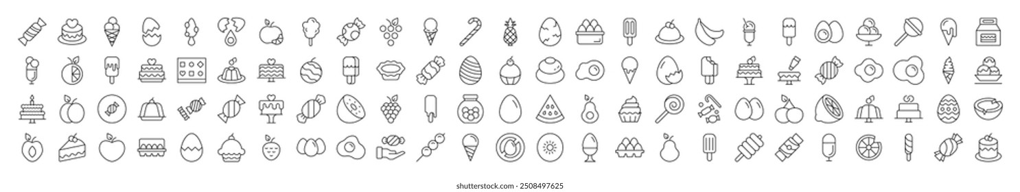 Food Line Icon Collection. Modern Collection for Design, Web Sites, Apps, Cards. Contains Linear Images of Eggs