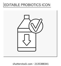  Food line icon. Probiotic yogurt. Supplements to food. Treatment concept. Isolated vector illustration. Editable stroke