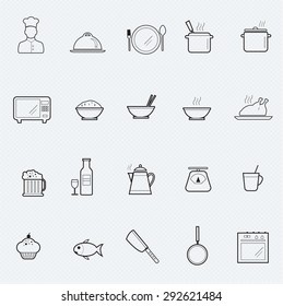 Food line icon set