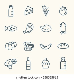 Food line icon set