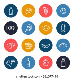 Food line icon set