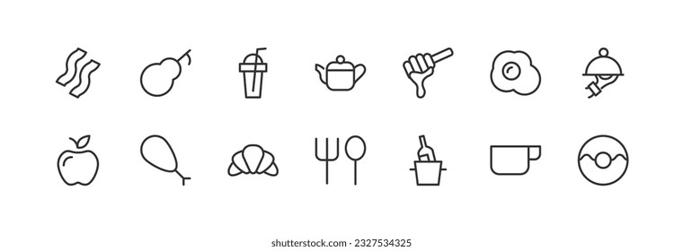 food line icon set with editable stroke. Outline collection of vector objects. Premium icon pack