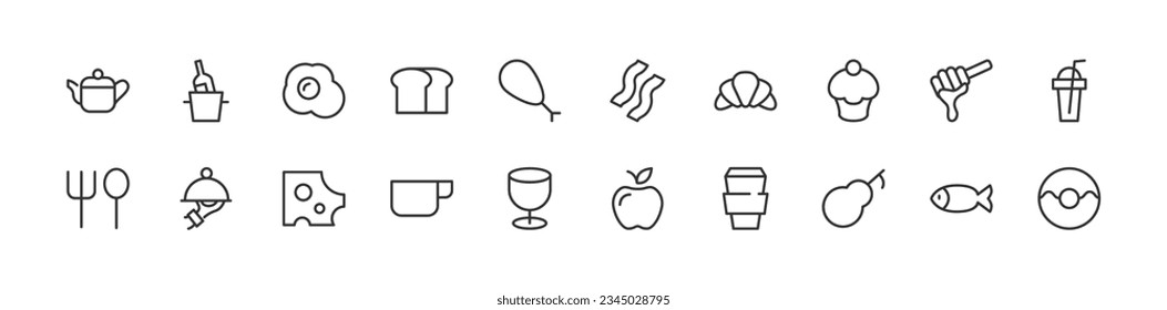 food line icon set with editable stroke. Outline collection of vector objects. Premium icon pack