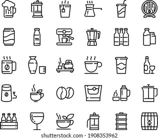 Symbol für die Lebensmittellinie - heißer Tee, trinken zu gehen, Zeremonie, Grün, Reis Wodka, Kaffeekanne, Wein, Bierfass, Glas, französische Presse, Tasse, Mühle, Maschine, Bohnen, Milchkocher und -packung, Türkisch, Thermflasche