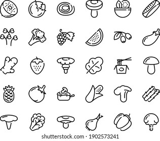 Symbol für die Lebensmittelkette - Salat, chinesische Nudeln, Oliven, Trauben, Julienne, Mais, Spargel, Kohl, Apfelwein, Zwiebel, Broccoli, Glockenpfeffer, Tomate, Auberginen, Blätter, Erdbeeren, Wassermelonen, Kiwi, Ananas