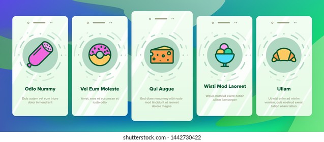 Food Line Icon Set Vector. Onboarding Mobile App Page Screen Home Kitchen Breakfast Food Icons. Menu Pictogram. Fesh Eating Element. Outline Web Illustration