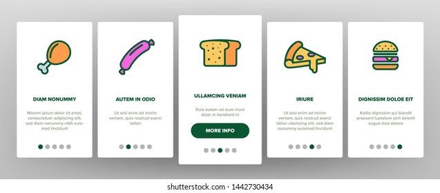 Food Line Icon Set Vector. Onboarding Mobile App Page Screen Home Kitchen Breakfast Food Icons. Menu Pictogram. Fesh Eating Element. Outline Web Illustration