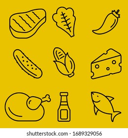 Food line icon set , vector