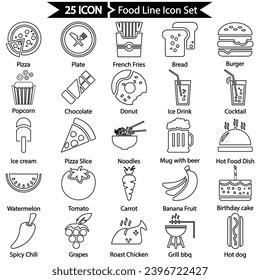 Food Line Icon Set, Vector Graphics