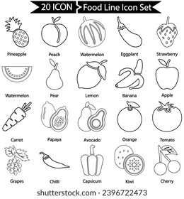 Food Line Icon Set, Vector Graphics