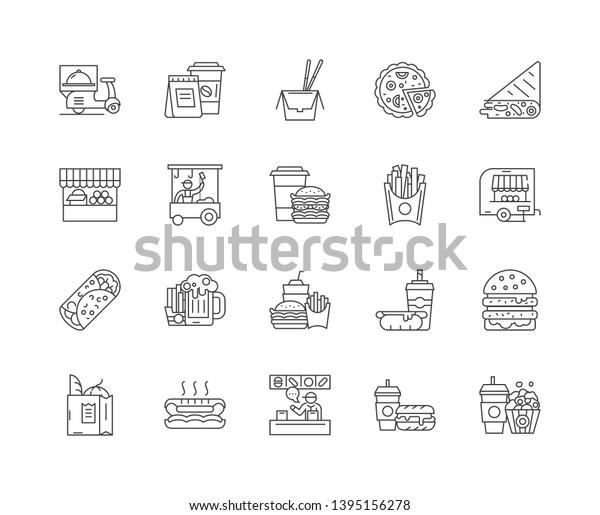 Food line icon signs. Linear vector outline\
illustration set concept.