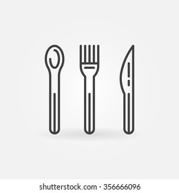 Food line icon - vector spoon, fork and knife sign or restaurant logo element