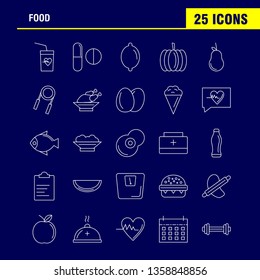 Food Line Icon for Web, Print and Mobile UX/UI Kit. Such as: Drink, Glass, Heart, Beat, Medical, Medicine, Pills, Drug, Pictogram Pack. - Vector