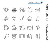 Food line icons. Editable stroke. Pixel perfect.