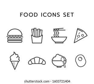 Food line icons set for design. Vector illustration.