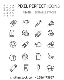 Food line icons set.Set for grocery store.Editable Stroke. 48x48 Pixel Perfect. 