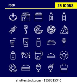 Food  Line Icons Set For Infographics, Mobile UX/UI Kit And Print Design. Include: Food, Ice Cream, Meal, Food, Soup, Meal, Food, Collection Modern Infographic Logo and Pictogram. - Vector