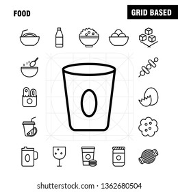 Food  Line Icons Set For Infographics, Mobile UX/UI Kit And Print Design. Include: Drink, Juice, Food, Meal, Grill, Cooking, Food, Meal, Collection Modern Infographic Logo and Pictogram. - Vector
