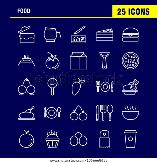Food  Line Icons Set For Infographics, Mobile\
UX/UI Kit And Print Design. Include: Spice, Chili, Hot, Pepper,\
Cake, Sweet, Food, Meal, Collection Modern Infographic Logo and\
Pictogram. - Vector