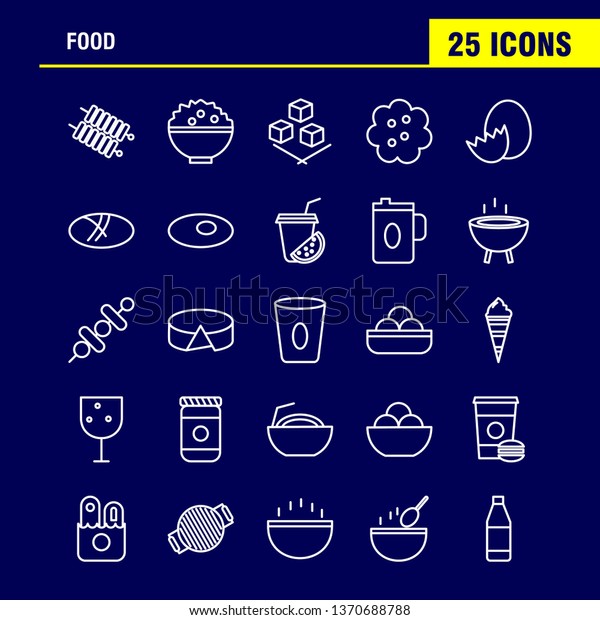 Food  Line Icons Set For Infographics, Mobile\
UX/UI Kit And Print Design. Include: Drink, Juice, Food, Meal,\
Grill, Cooking, Food, Meal, Collection Modern Infographic Logo and\
Pictogram. - Vector