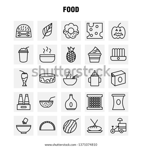 Food  Line Icons Set For Infographics, Mobile\
UX/UI Kit And Print Design. Include: Fruit, Water Melon, Food,\
Meal, Fruit, Juice, Food, Collection Modern Infographic Logo and\
Pictogram. - Vector