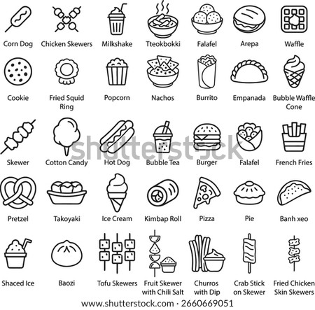 Food Line Icons Set, Vector Illustration.