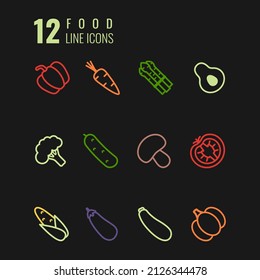 Food line icons. Vegetables icons set.
