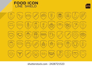 Food line shield icon vector graphic of template