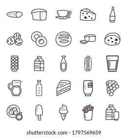 food line style icons group design, eat restaurant and menu theme Vector illustration