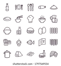 food line style symbols set design, eat restaurant and menu theme Vector illustration