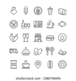 Food Line Vector Icons 