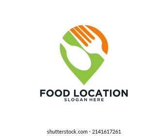 food location with fork and spoon logo design