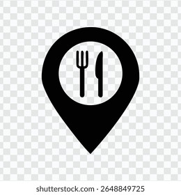 Food Location Marker - Restaurant Icon with Fork and Knife