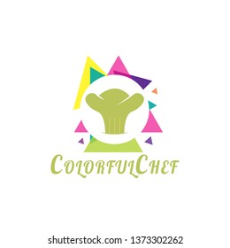 Food logo, colorful chef hat icon concept -vector