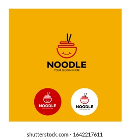 food logo concept. with elements of bowl, noodles and chopsticks svg