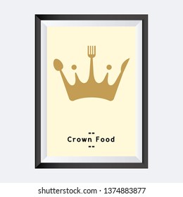 Food Logo Concept. Fork and Knife Crown Background