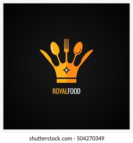 Food Logo Concept. Fork and Knife Crown Background.