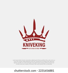 Food Logo Concept. sharp Knife in the Crown shape, for knives or knife shop or or store kitchen shop utilities restaurant