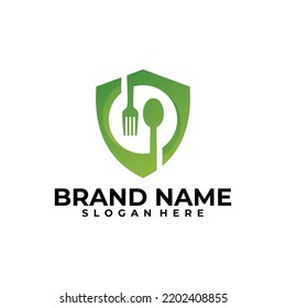 food logo concept, food shield design vector template