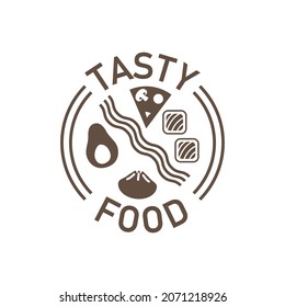 Food logo. Logo Coocking School, logo restaurant. Vector Illustration