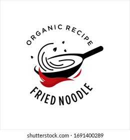 Food Logo Cooking Pan Chef Vector, Fried Noodle Graphic Element Ideas