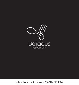 logotipo de comida con icono de utensilios de cocina. El logotipo se puede utilizar para restaurantes, etc.