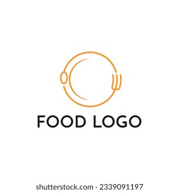 Food logo design creative idea with circle shape and spoon knife plate symbol