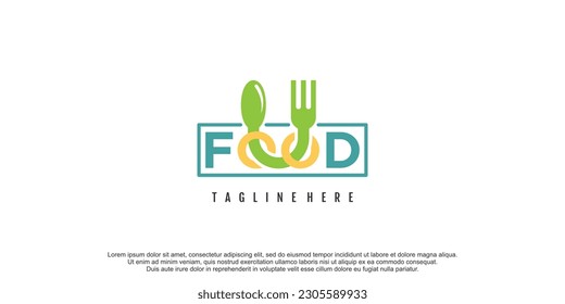 Food logo design with creative unique style premium vector