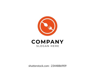 food logo design with cutlery and plate combination