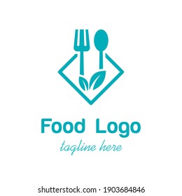 food logo design illustration, abstract spoon and fork logo,Suitable for restaurant logos.