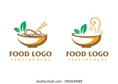 food logo design illustration, logo of a bowl filled with fresh food, Suitable for restaurant logos.