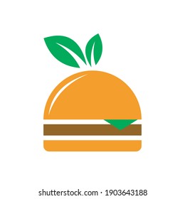 food logo design illustration Simple minimalist burger , green leaf burger